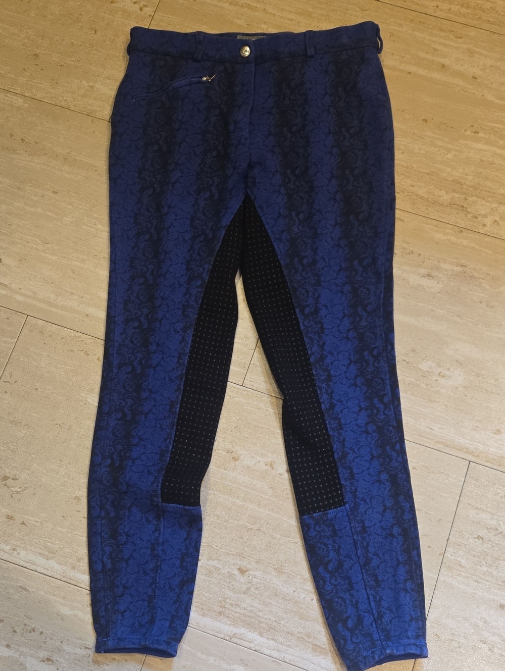 Horze Blue/Black Design Silicone Equestrian Riding Jeggings